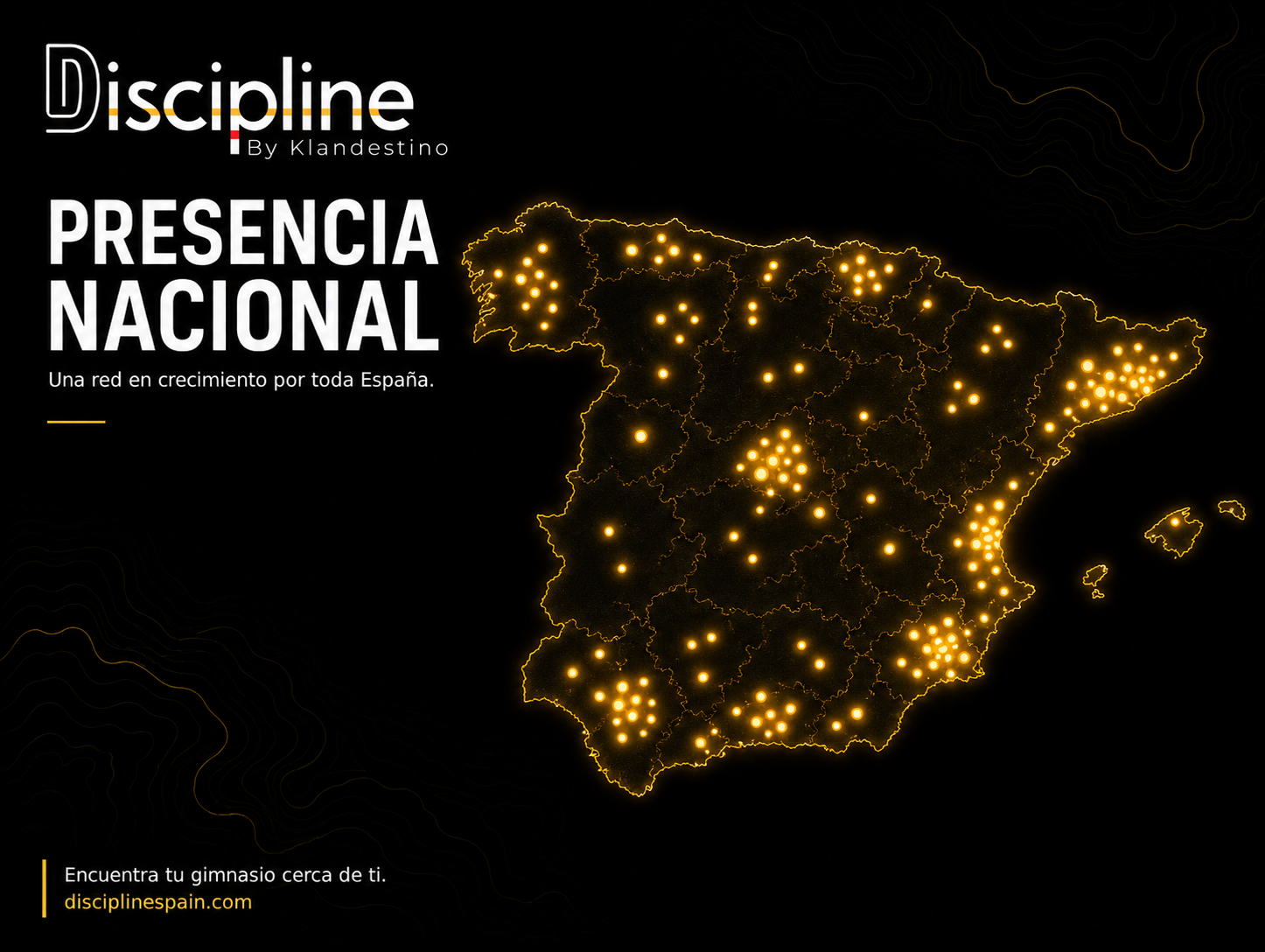 Mapa visual de presencia nacional de Discipline en España